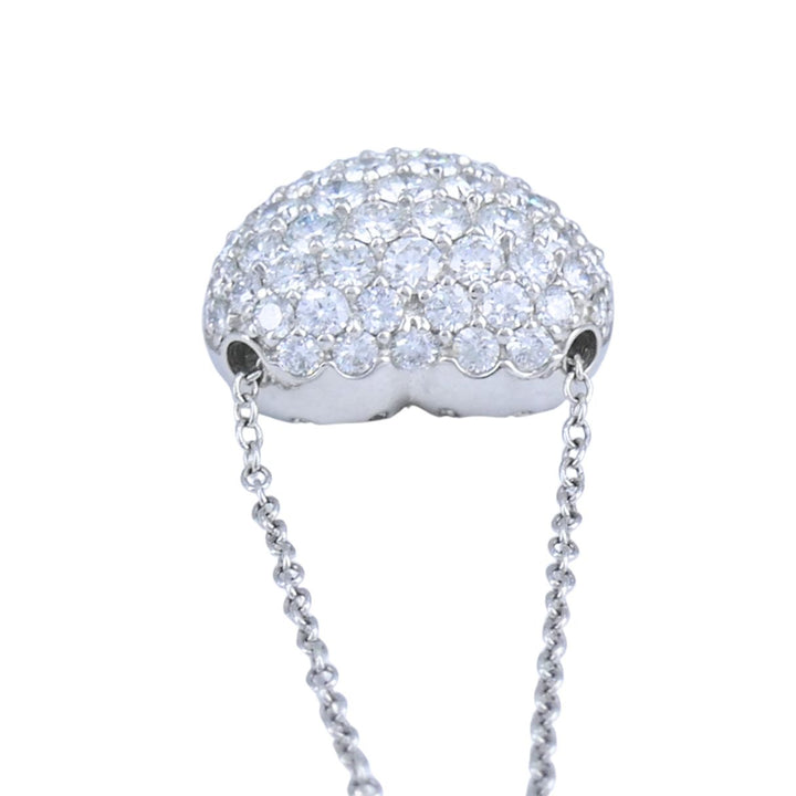 Cartier Pave Diamond Platinum Heart Pendant Necklace