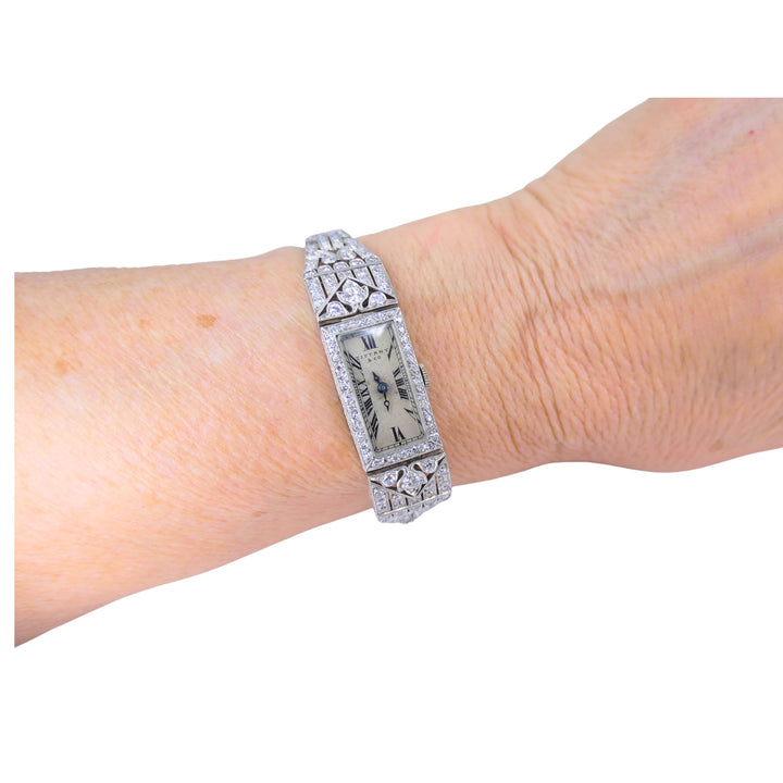 Tiffany & Co. Art Deco Diamond Platinum Ladies Watch, circa 1925