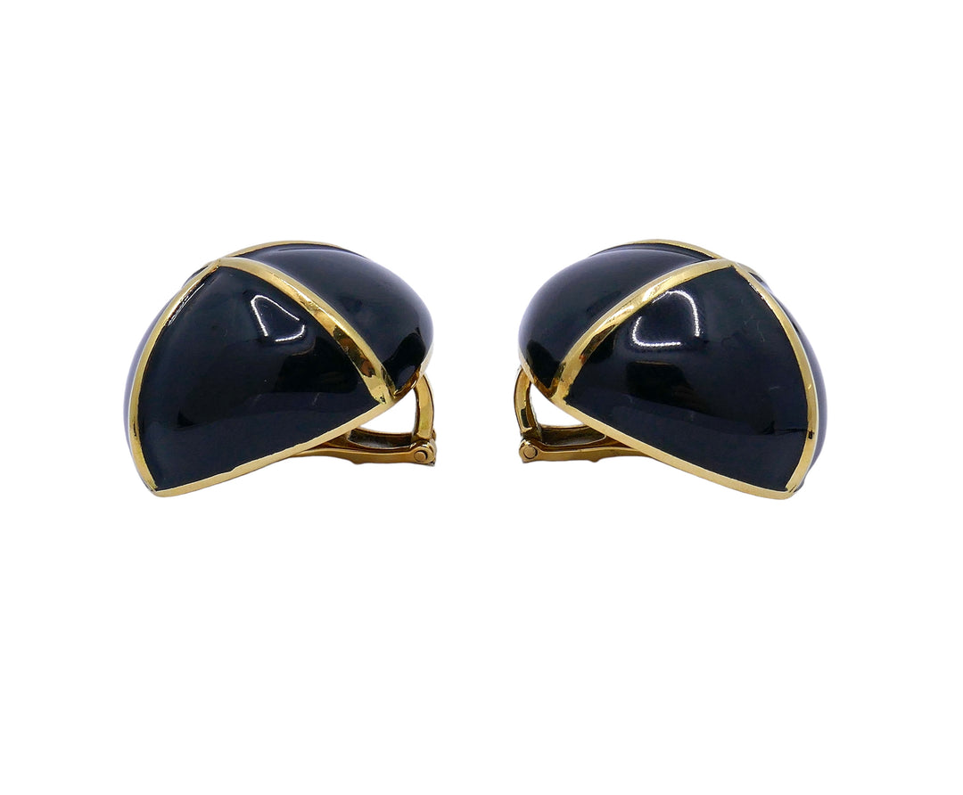 David Webb Clip-on Earrings 18k Gold Enamel