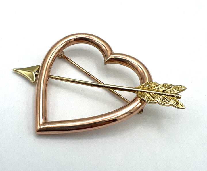 1950's Cartier Gold Heart Brooch 14k Two Tone