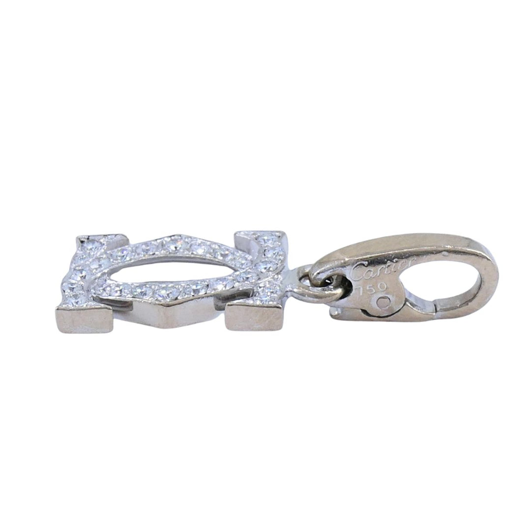 C de Cartier Double C 18k White Gold Diamond Charm Pendant