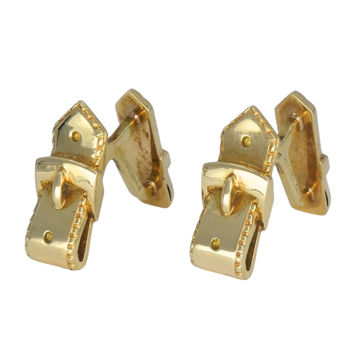 Vintage Hermès Paris 18k Gold Equestrian Cufflinks Horsebit Stirrup Belt Buckle