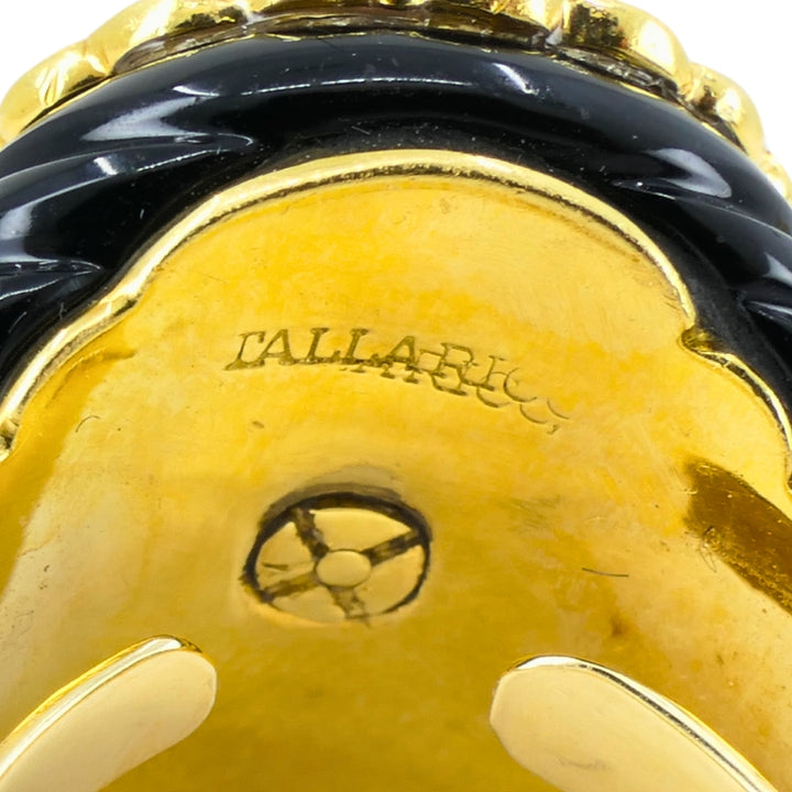 Vintage Tallarico 18k Gold Onyx Ring Diamond Estate Jewelry