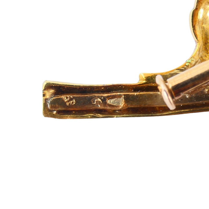 Vintage 18k Gold Diamond Enamel Flower Pendant Clip Brooch