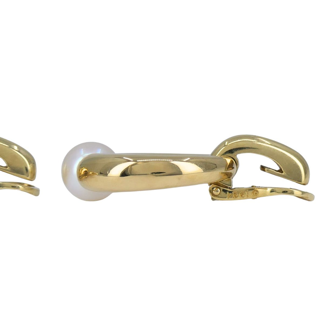 Vintage Cartier 18k Gold Pearl Doorknocker Clip-on Earrings