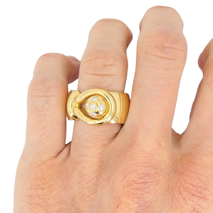 Vintage Chaumet Paris 18k Gold Buckle Ring Diamonds