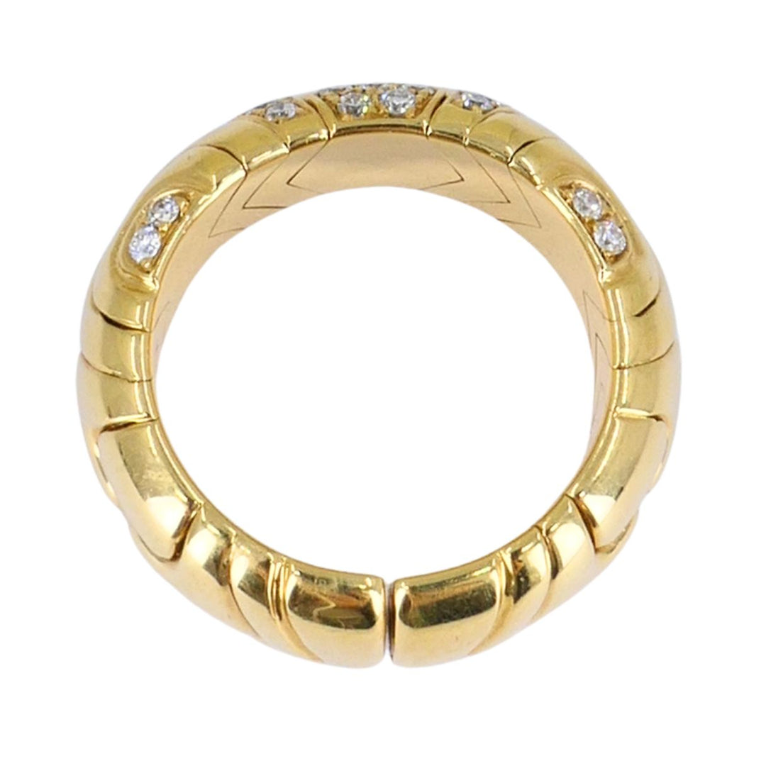Vintage Bvlgari Alveare 18k Yellow Gold Diamond Flexible Band Ring