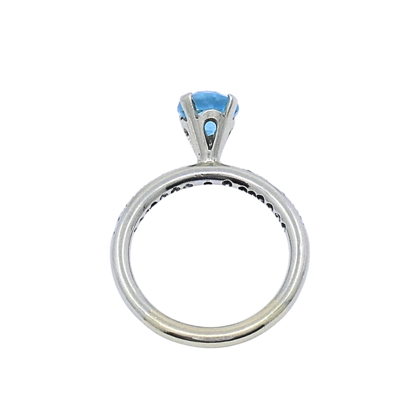 14k Gold Blue Topaz Diamond Accent Ring