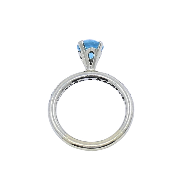 14k Gold Blue Topaz Diamond Accent Ring