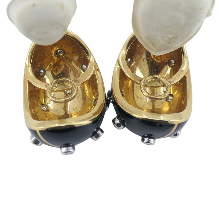 Jean Schlumberger Tiffany & Co. 18k Gold Platinum Enamel Diamond Banana Earrings