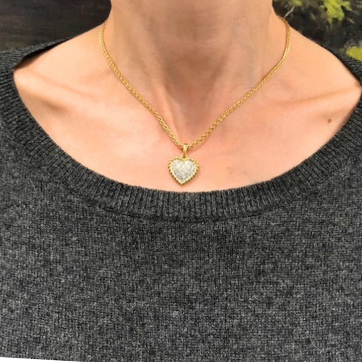 Van Cleef & Arpels Diamond Heart Pendant Necklace Gold Platinum Certificate of Authenticity