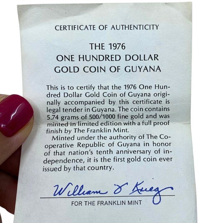 The 1976 One Hundred Dollar Commemorative Gold Coin