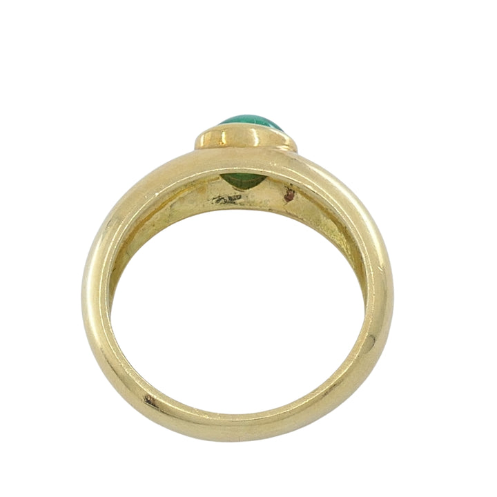 Asprey London 18k Gold Oval Cabochon Emerald Ring