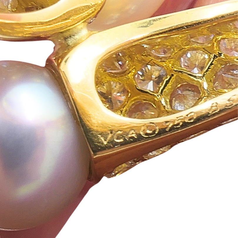 Van Cleef & Arpels Toi Et Moi 18k Gold Pearl Diamond Ring