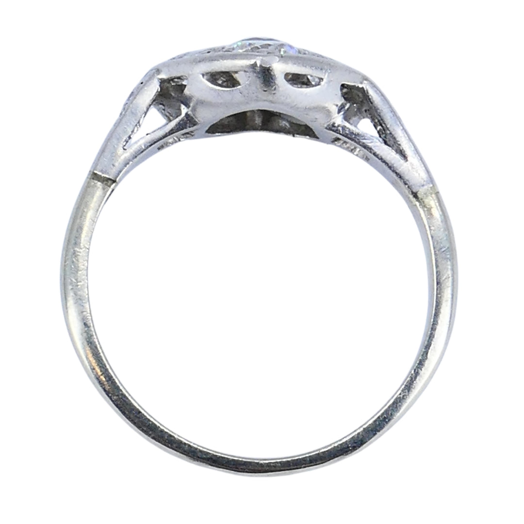 Vintage Art Deco Diamond Heart Cluster Ring 10k Gold Platinum