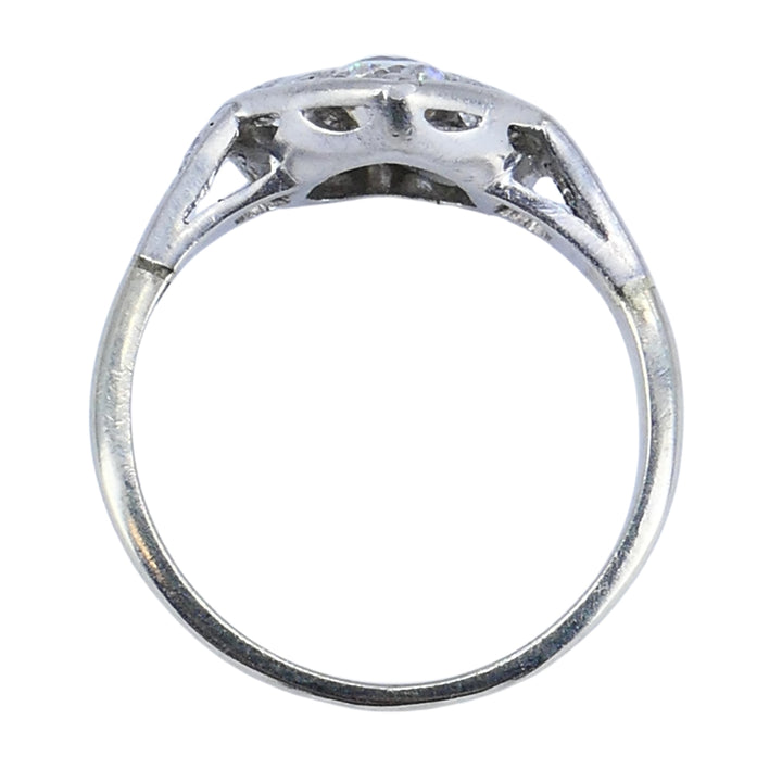 Vintage Art Deco Diamond Heart Cluster Ring 10k Gold Platinum