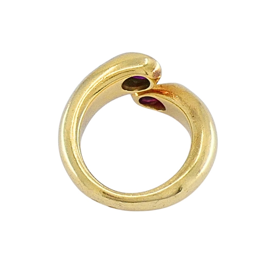 Cartier 18k Gold Ruby Ellipse Bypass Band Ring, 1995