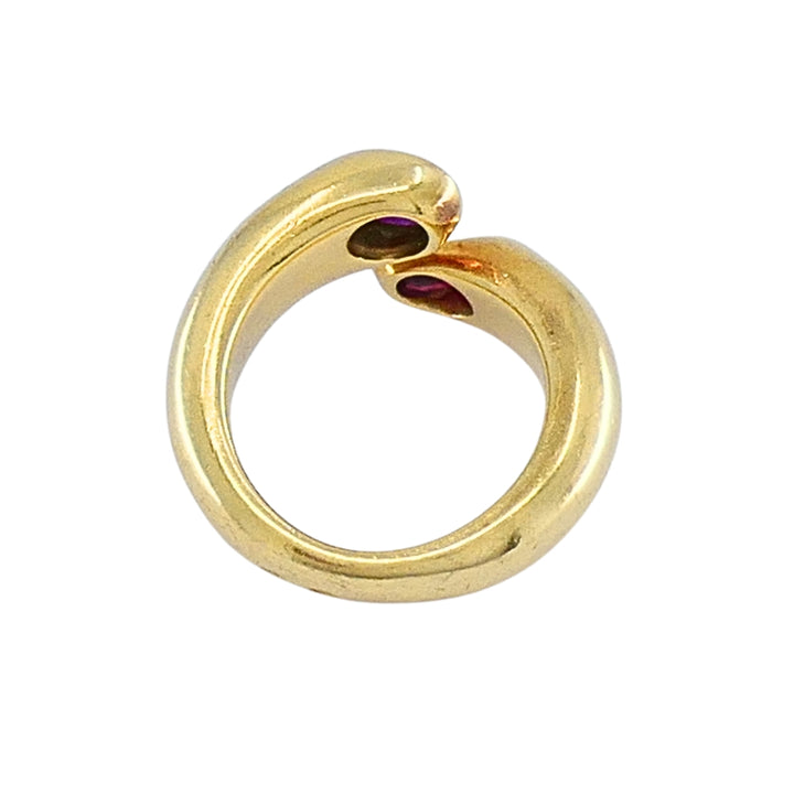 Cartier 18k Gold Ruby Ellipse Bypass Band Ring, 1995