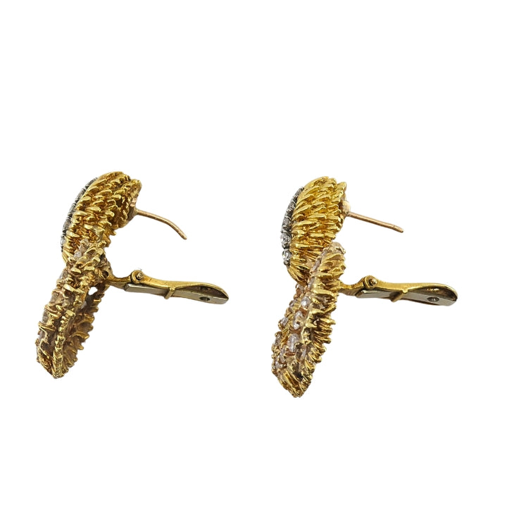 14k Gold  Diamond Door Knocker Earrings