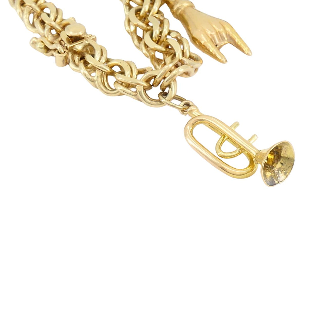 Vintage 14k 18k Gold Charm Bracelet