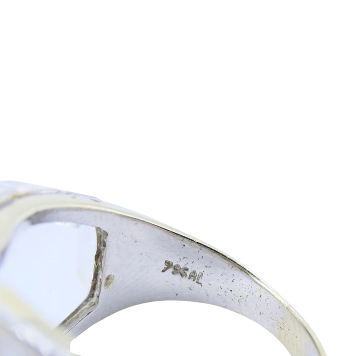 Vintage Italian 18k White Gold Diamond Rock Crystal Cocktail Ring