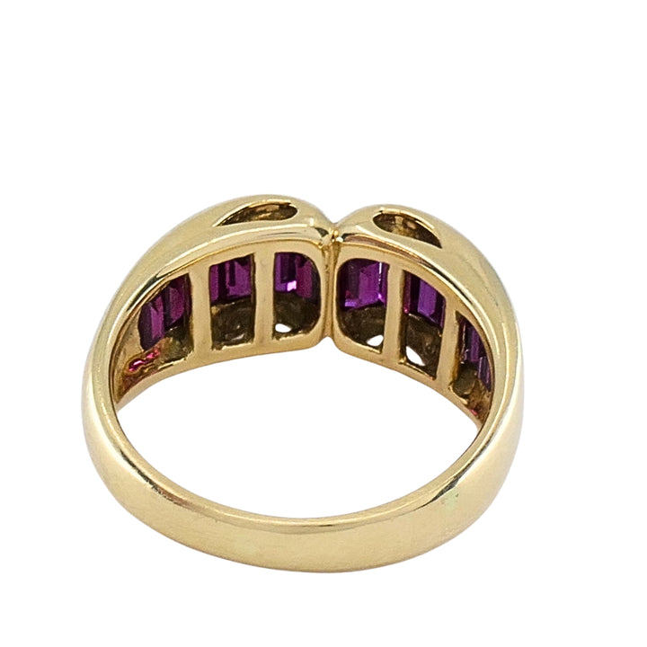 Tiffany & Co. 18k Gold Ruby Baguette Curved Band Ring, Size 5.5