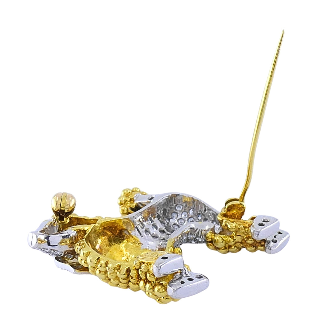 Vintage 18k Two-Tone Gold Pavé Diamond Poodle Brooch