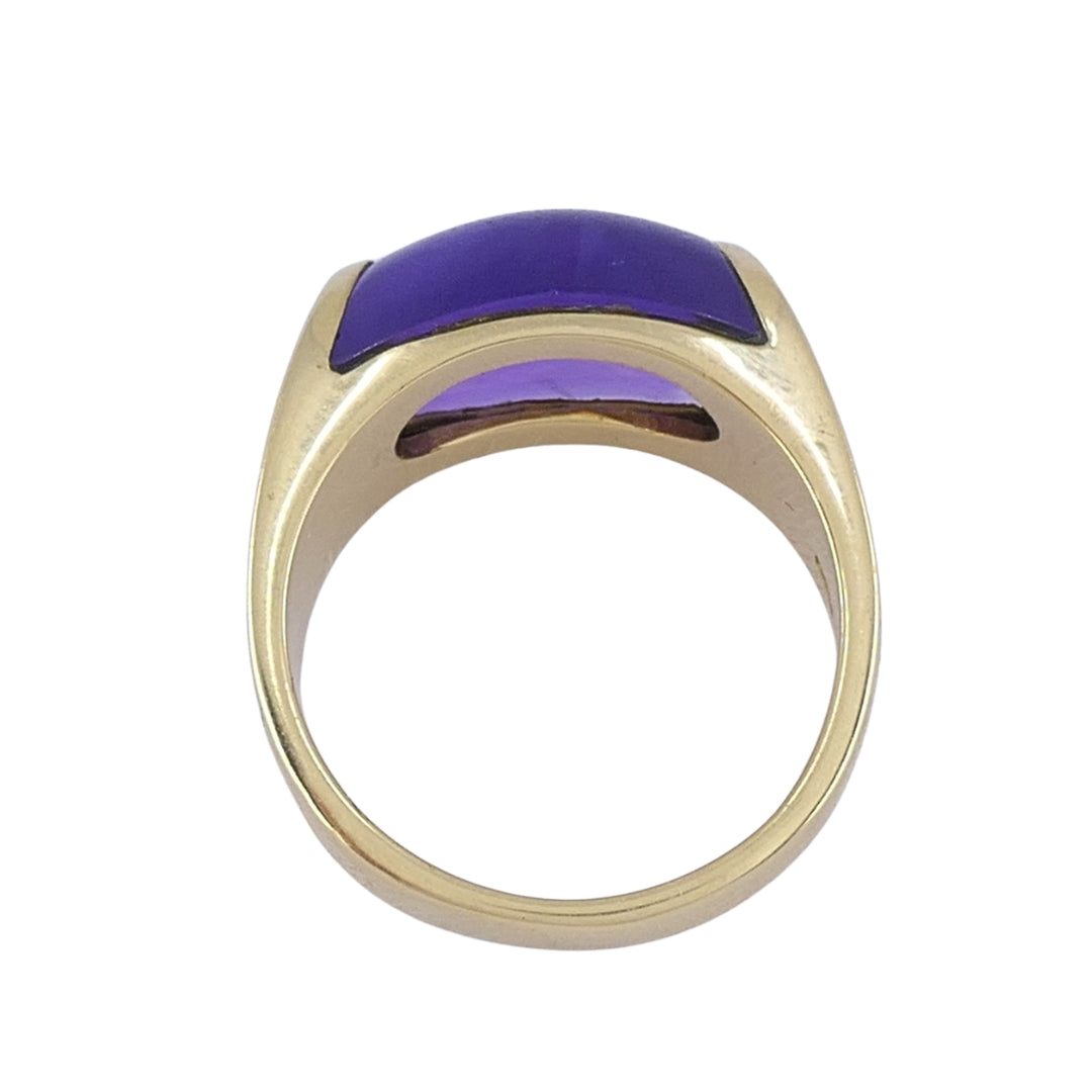 Vintage Bvlgari Tronchetto 18k Gold Amethyst Ring, Size 6.5