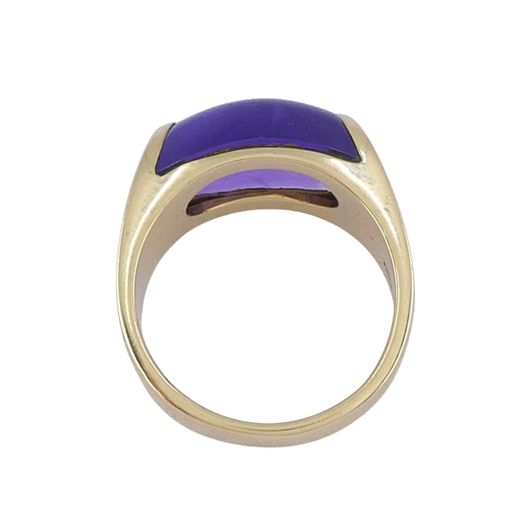 Vintage Bvlgari Tronchetto 18k Gold Amethyst Ring, Size 6.5