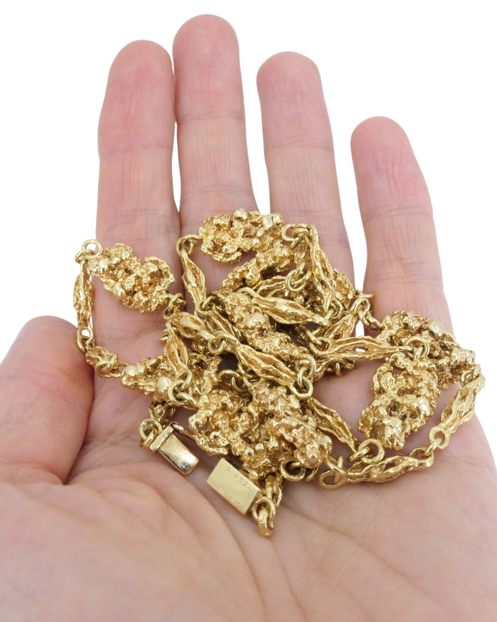 Vintage Van Cleef & Arpels 18k Gold Nuggets Chain Necklace