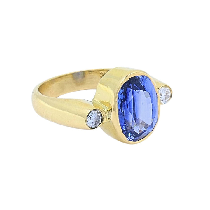 Vintage Sapphire Ring Diamond 14k Gold