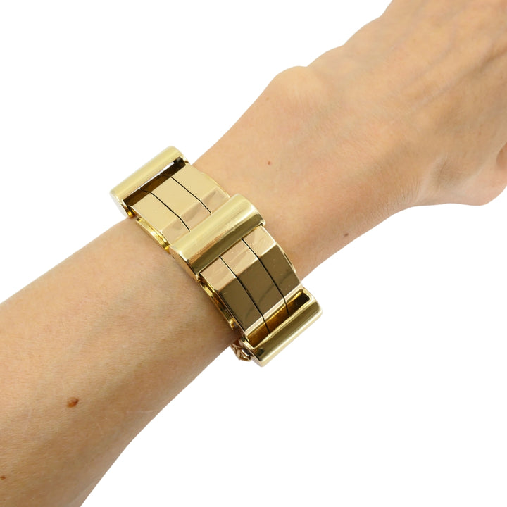 Retro French Tank Bracelet 18k Rose Yellow Gold