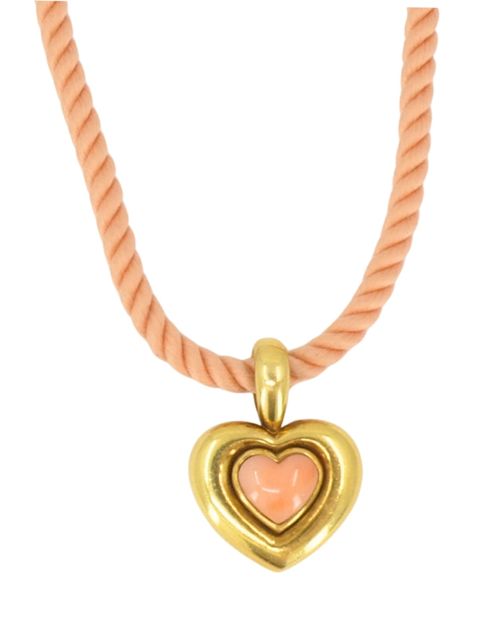 Van Cleef & Arpels Necklace 18k Gold Coral Heart Silk Cord Necklace