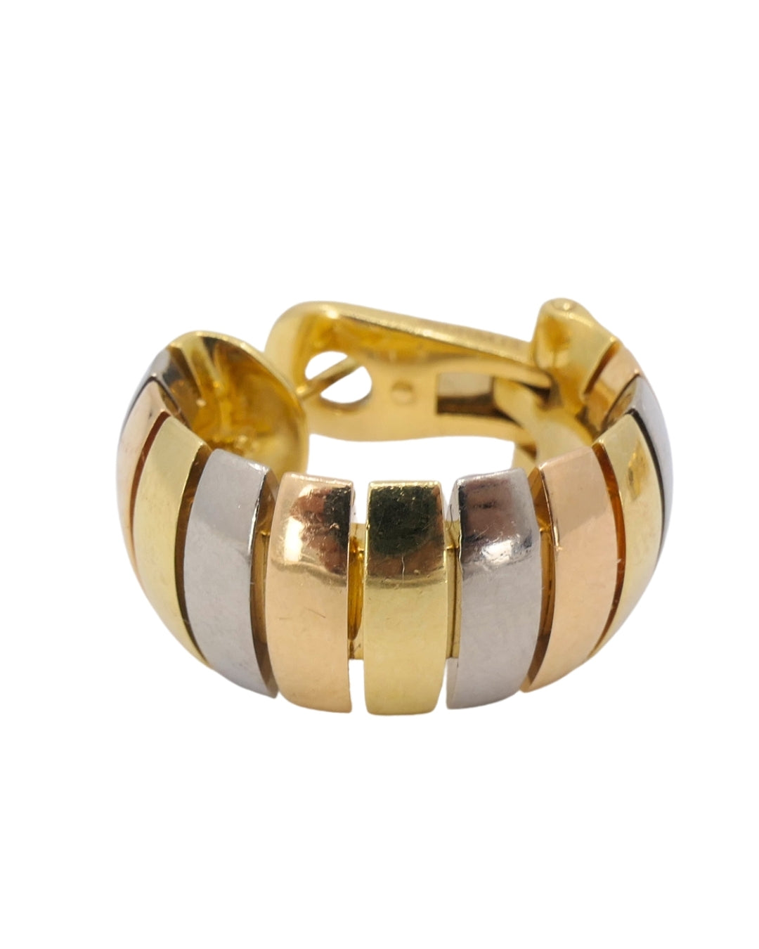 Cartier Hoop Earrings Tubogas Design 18k Tri-Color Gold