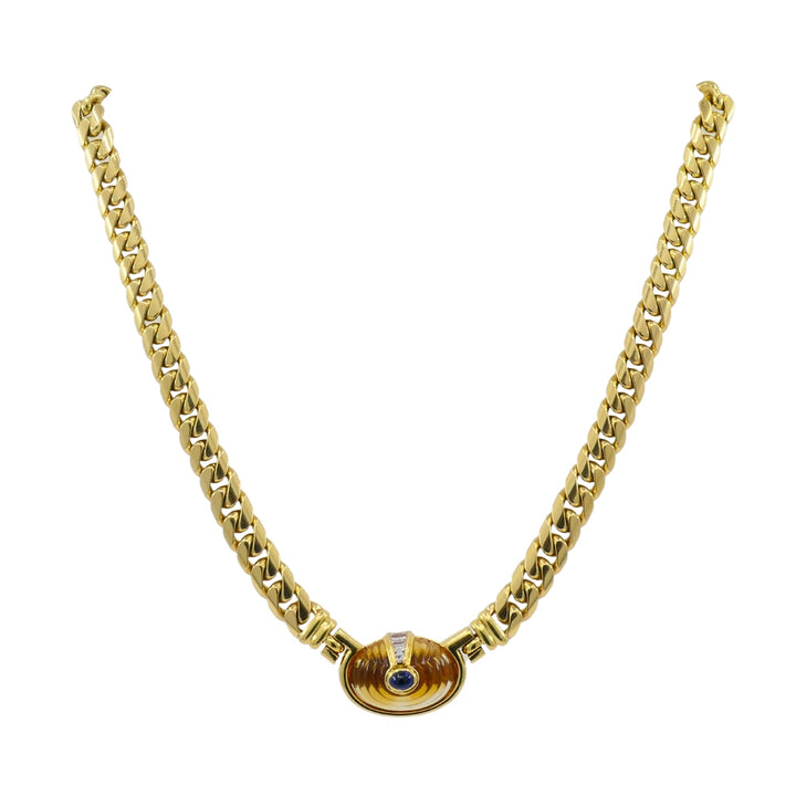 Vintage Bvlgari Necklace Bulgari Gold Chain Collar Necklace Citrine Gemstones