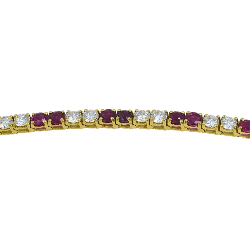 Van Cleef & Arpels Tennis Bracelet 18k Gold Ruby Diamond Vintage Estate Jewelry