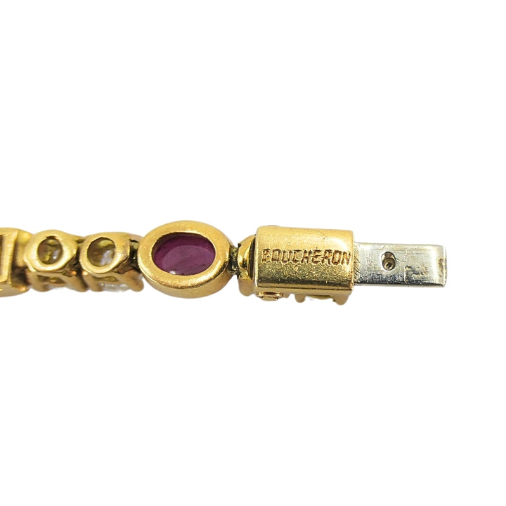 Boucheron Diamond Ruby 18k Gold Tennis Bracelet