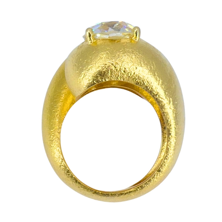 Old European Cut Diamond Ring Gold Bypass Cocktail Ring