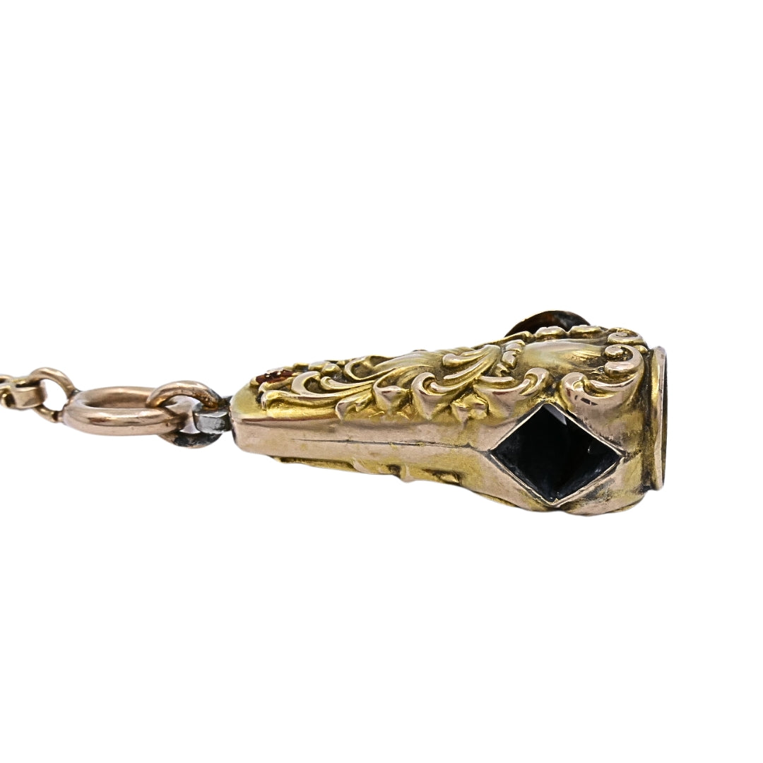 Antique 10k Gold Cigar Cutter Pendant 10k Gold Watch Chain Necklace