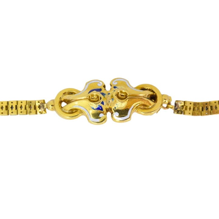 Victorian Gold Snake Necklace Diamond Ruby Enamel, 1900s Antique