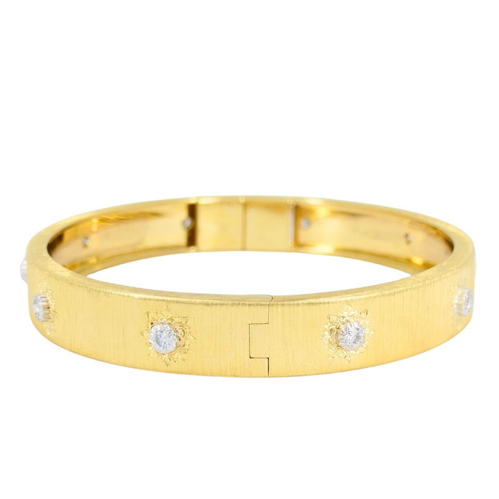 Vintage Buccellati 18k Gold Diamond Bangle Bracelet