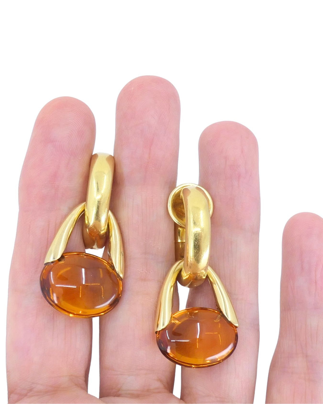 Vintage Pomellato 18k Gold Citrine Earrings Detachable Drop