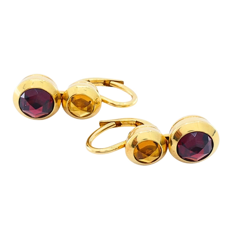 Tiffany & Co. 18k  Gold Garnet Citrine Drop Earrings