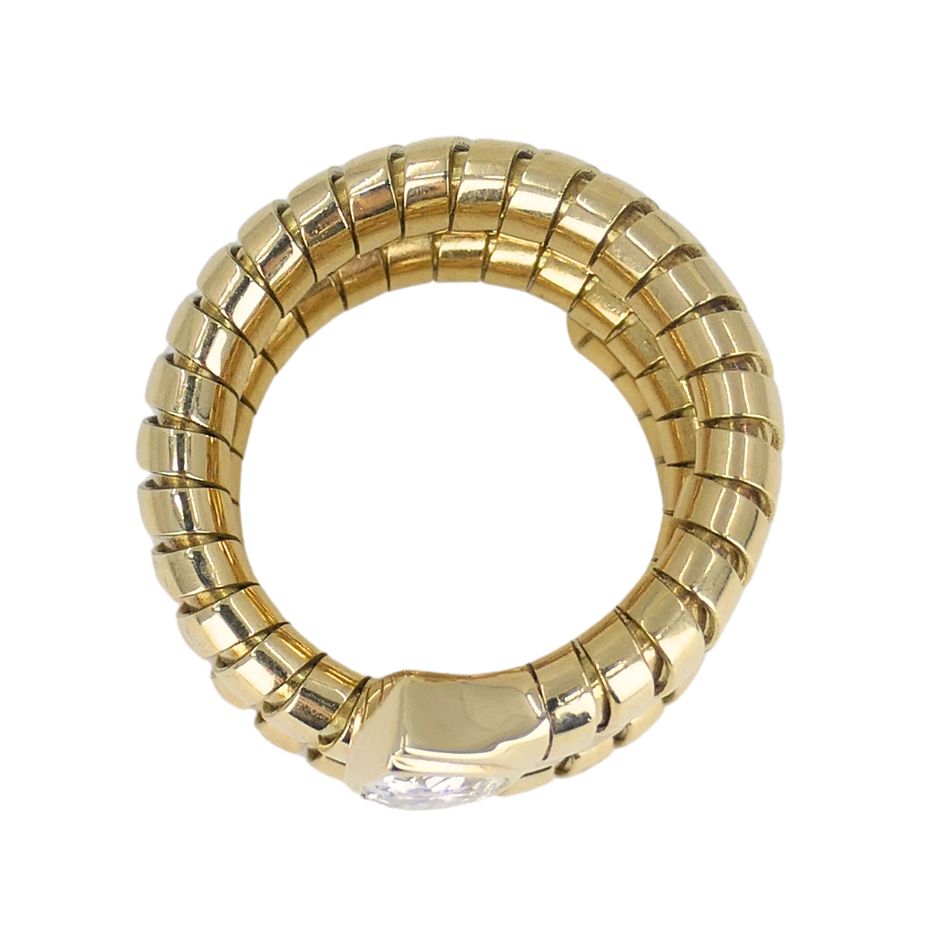 Vintage Bulgari Serpenti Tubogas 18k Gold Diamond Ring