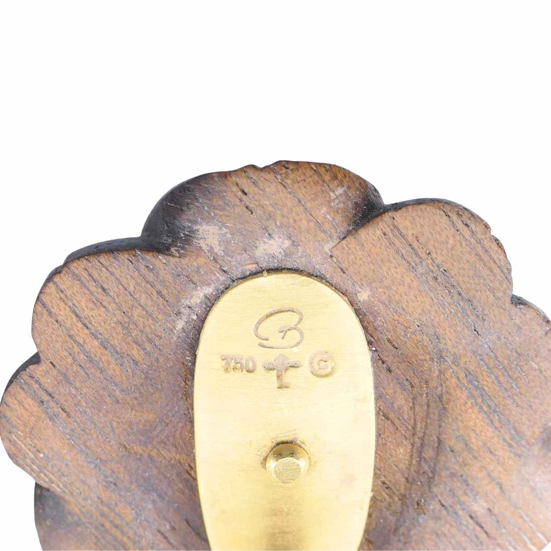 Bettina Gabetti for Trianon Flower Earrings 18k Gold Wood Carnelian Citrine