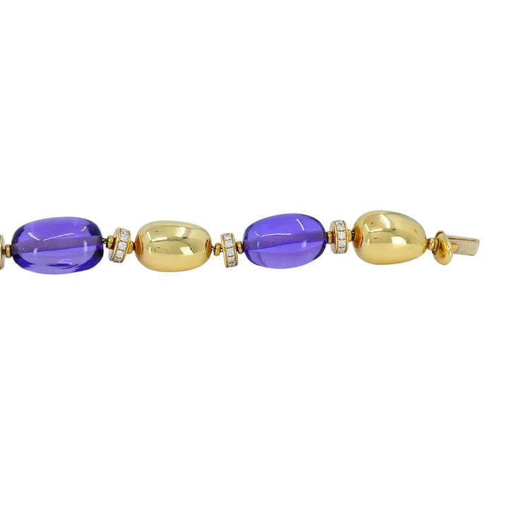 Bvlgari 18k Gold Amethyst Diamond Sassi Bracelet