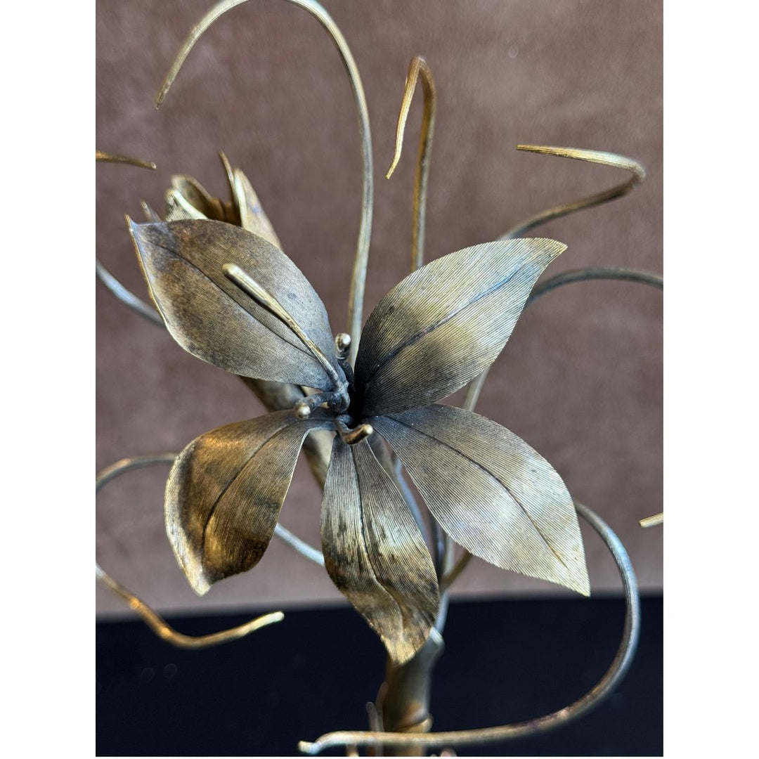 Vintage Tiffany & Co. Gilded Sterling Silver Botanical Floral Sculpture, Mexico