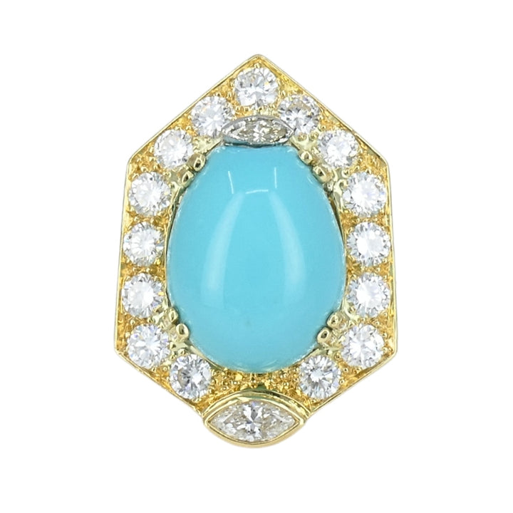 Chaumet Vintage Turquoise Ring Gold Diamond