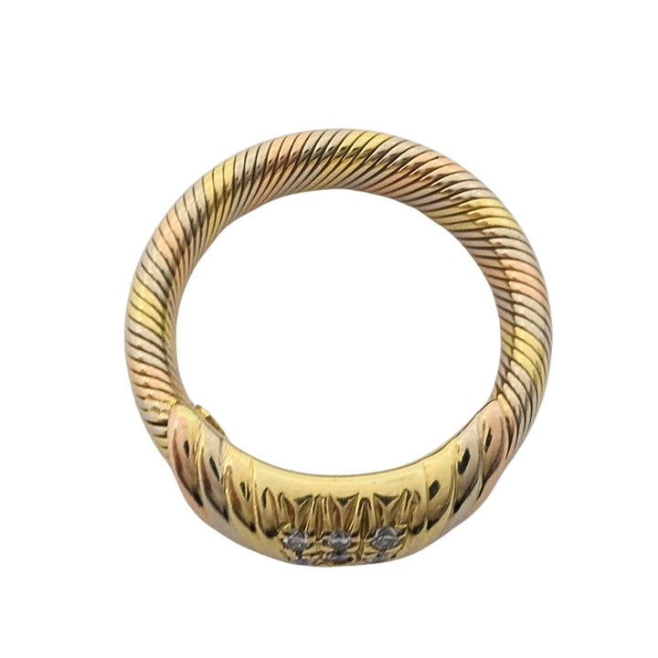 Cartier 18k Tri-Color Gold Diamond Band Ring