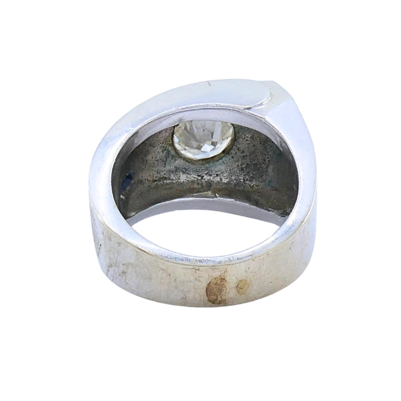Vintage 14k White Gold Diamond Sapphire Angular Ring